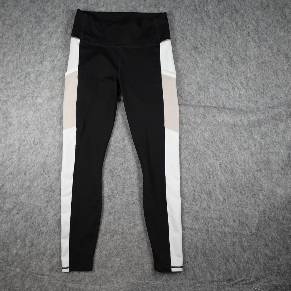 Fabletics Leggings Women Medium Black PowerHold Colorblock High Waisted Pocket